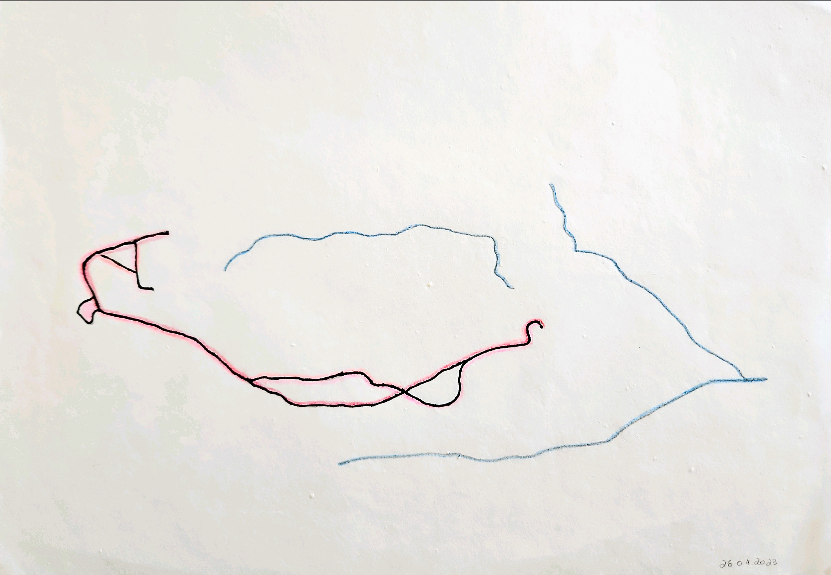 26.04.2023 - iii - trajeto de caminhada, desenho sobre papel xuan 30g/m2, traçado à partir de Google Maps, 24x32cm, 2023 .